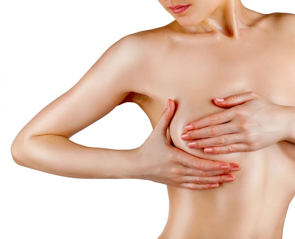 Female controlling breast Straffung der Brust - Bruststraffung